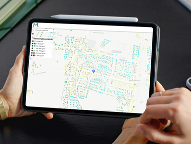 Als digitales Flächenerfassungstool ermöglicht der Urban Mining Screener eine schnelle Abschätzung der verbauten Materialien für Gebäude, Portfolios und ganze Städte.