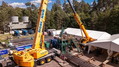 Geothermie-Forschungsanlage des GFZ Helmholtz-Zentrums für Geowissenschaften in Groß Schönebeck, Deutschland.