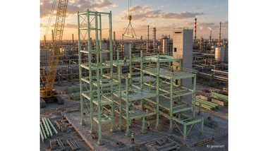 Lorenz Consult plant die Stahlbaukonstruktion für Process Tower und Hot Compacting System (HCI) der Hy4Smelt-Demonstrationsanlage in Linz.