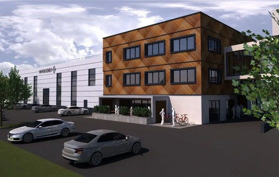 3D-Darstellung des Neubaus der Hargassner Industry Niederlassung in Regau