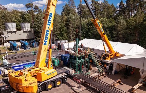 Geothermie-Forschungsanlage des GFZ Helmholtz-Zentrums für Geowissenschaften in Groß Schönebeck, Deutschland.
