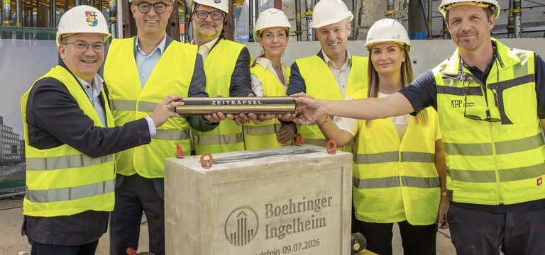 Grundsteinlegung für das neue Bürogebäude von Boehringer Ingelheim.