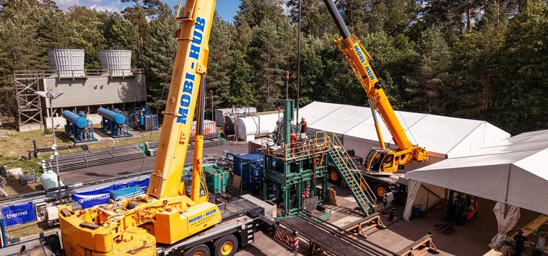 Geothermie-Forschungsanlage des GFZ Helmholtz-Zentrums für Geowissenschaften in Groß Schönebeck, Deutschland.