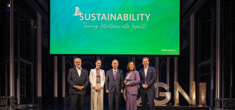 Vlnr: Peter Engert, Louisa Schneider, Ban Ki-moon, Manuela Raidl, Andreas Köttl